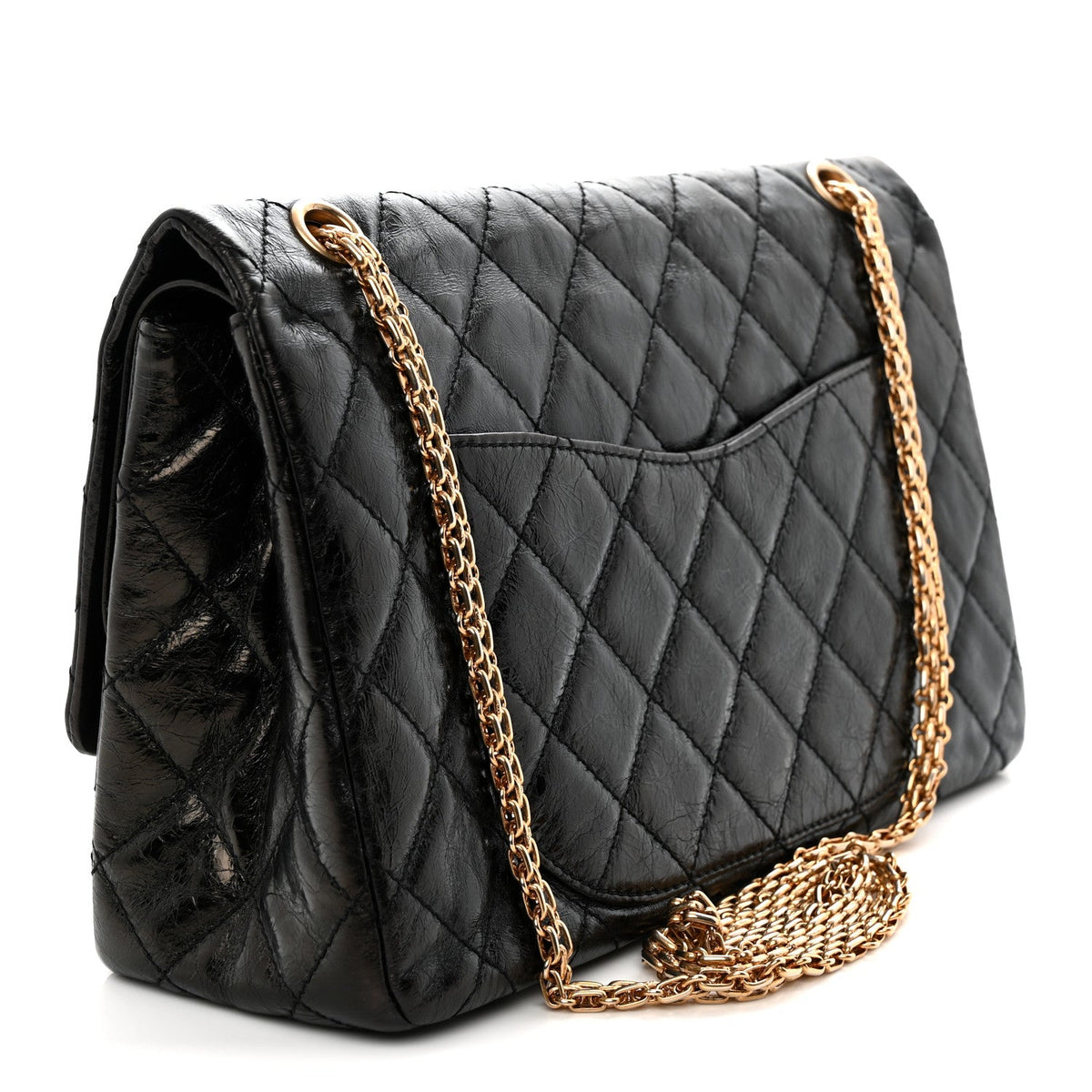 Quilted Calfskin Flap Shoulder Bag - Black
