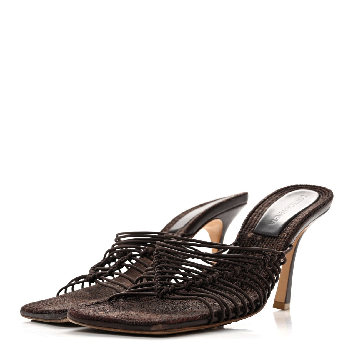 Bottega Veneta Raffia Elasticized Women's Cindy Stretch Mule Sandals 39 Bitter Chocolate