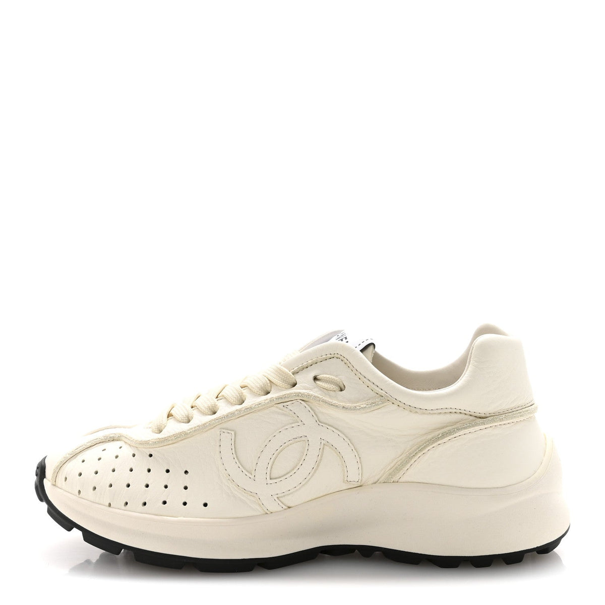 Calfskin Perforated CC Sneakers White