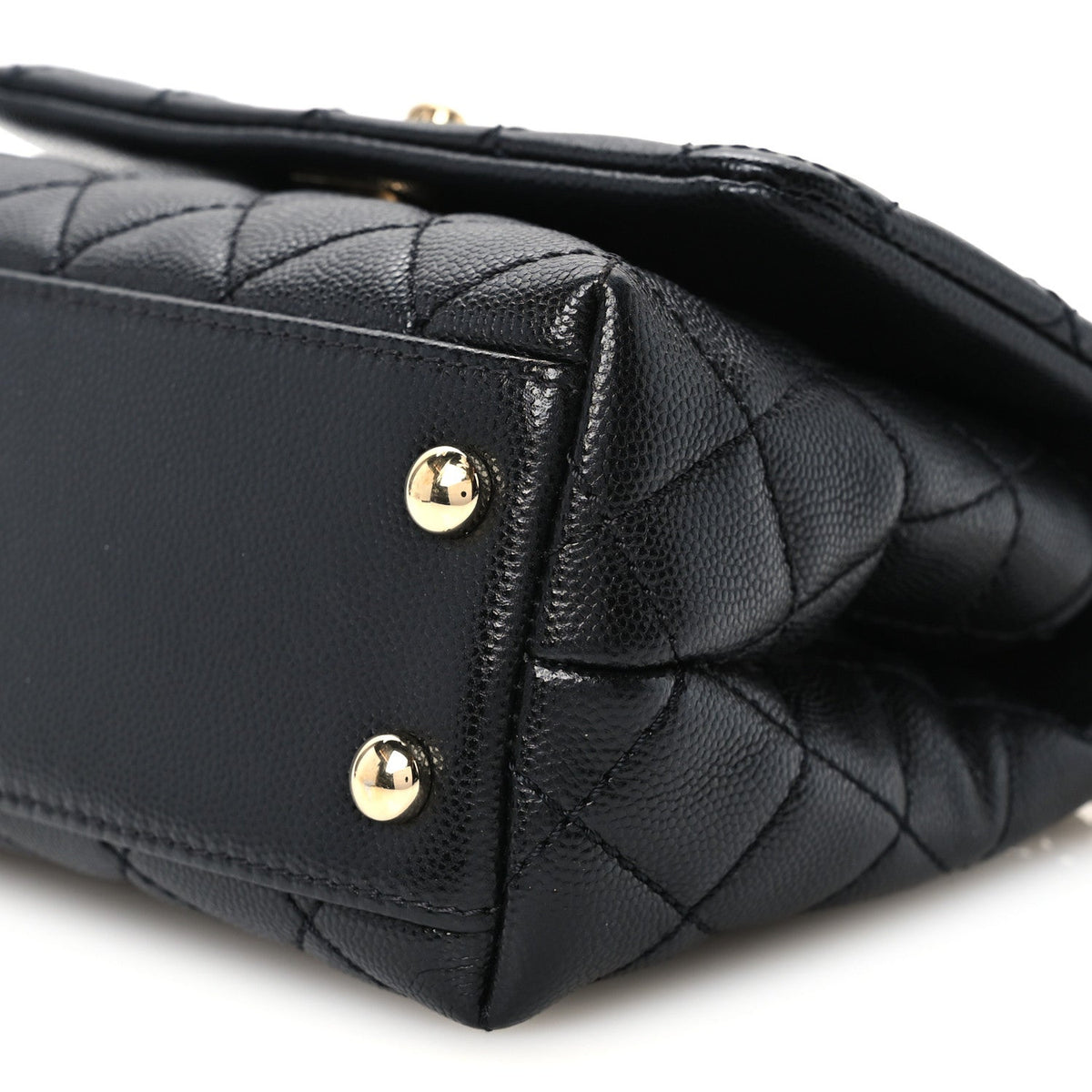 Mini Quilted Caviar Flap Shoulder Bag - Black