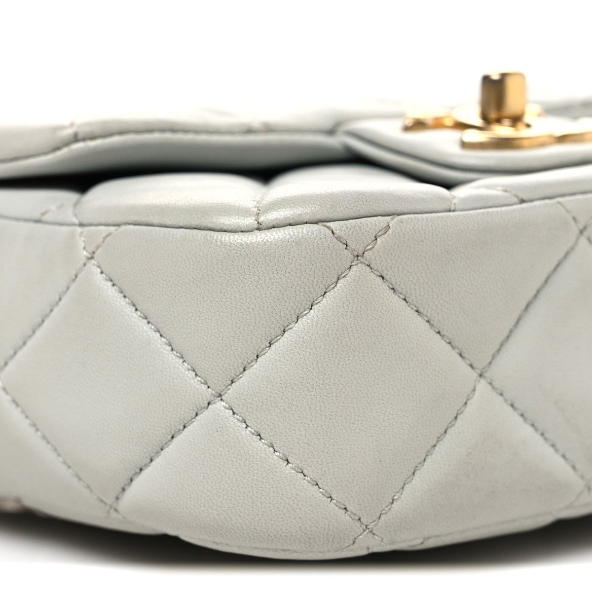 Mini Quilted Lambskin Flap Shoulder Bag - Light Blue