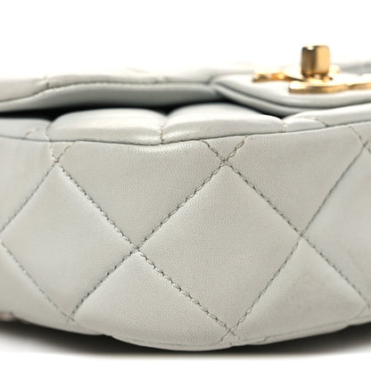Mini Quilted Lambskin Flap Shoulder Bag - Light Blue