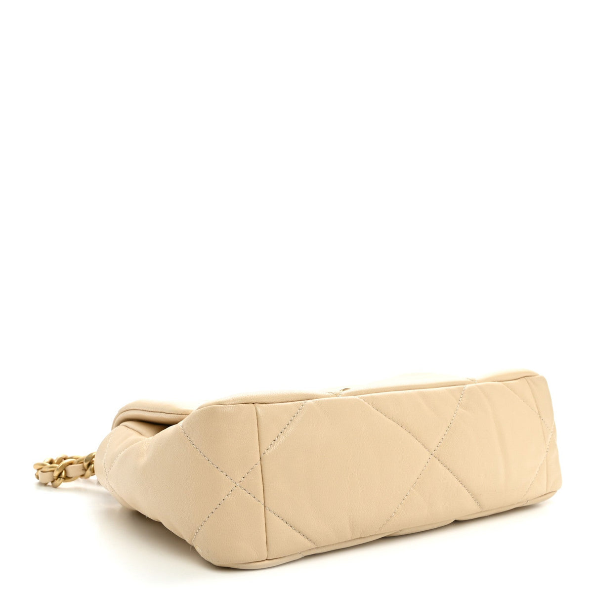Medium Quilted Lambskin Flap Shoulder Bag - Beige