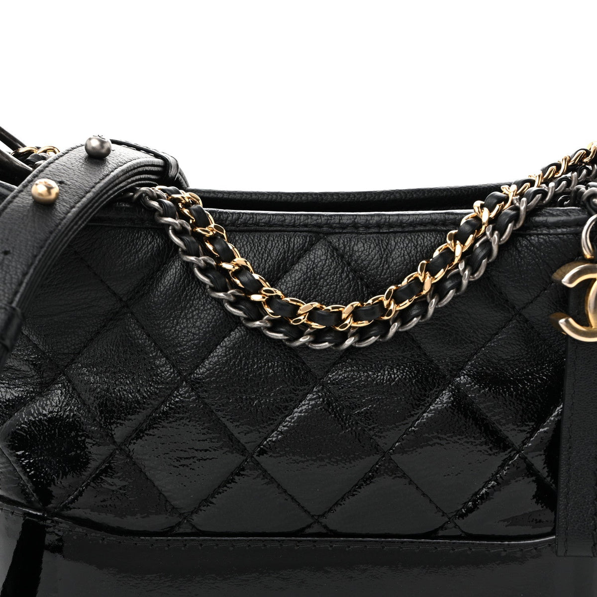 Small Quilted Goatskin Hobo Bag - Black