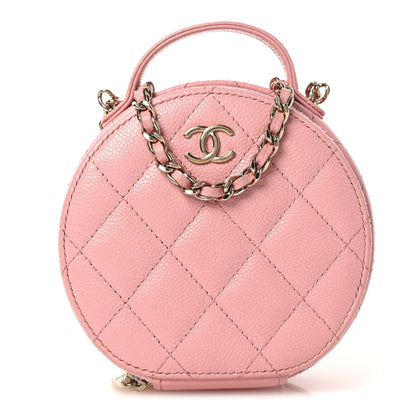 Quilted Caviar Handbag - Pink