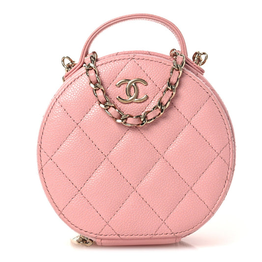 Quilted Caviar Handbag - Pink