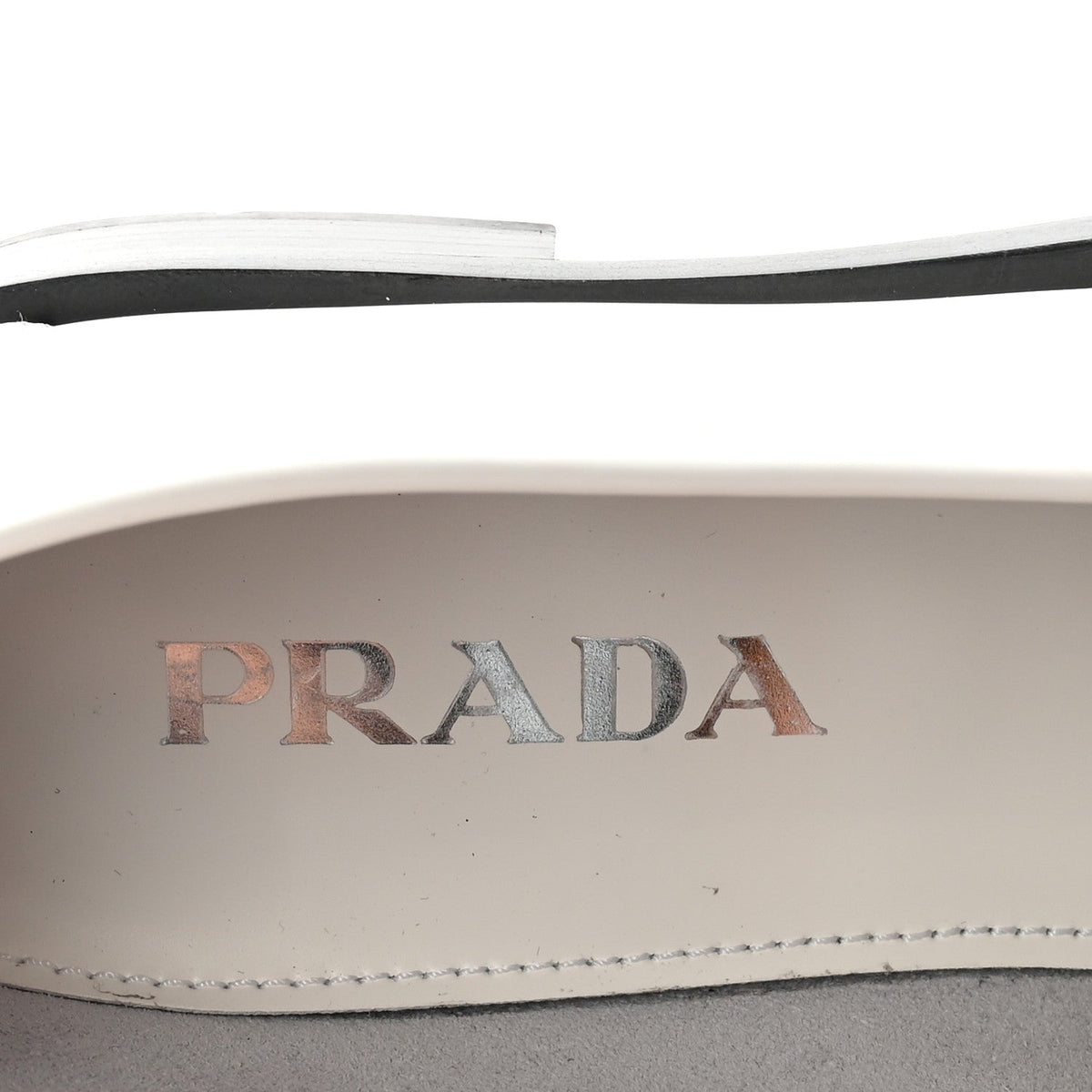 Prada Spazzolato Women's Triangle Logo 20mm Loafers 35 White