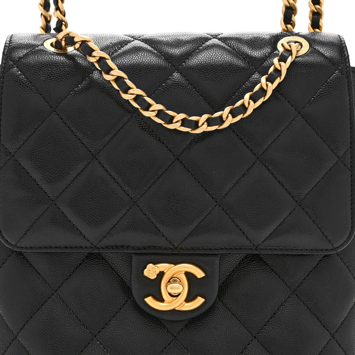 Quilted Caviar Backpack - Black