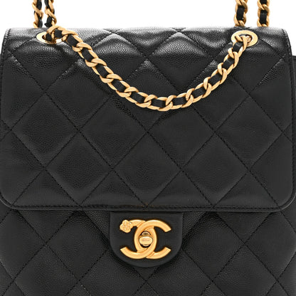 Quilted Caviar Backpack - Black