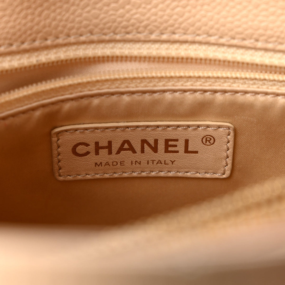 Quilted Caviar Tote Bag - Beige