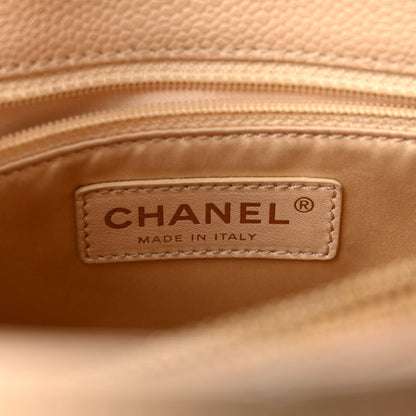 Quilted Caviar Tote Bag - Beige