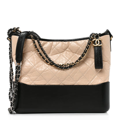 Medium Quilted Calfskin Hobo Bag - Beige