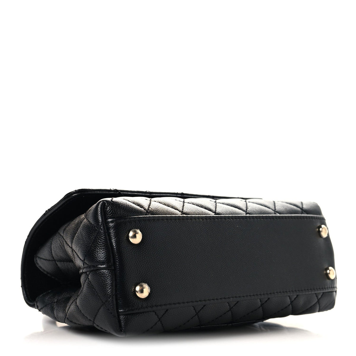 Mini Quilted Caviar Flap Shoulder Bag - Black
