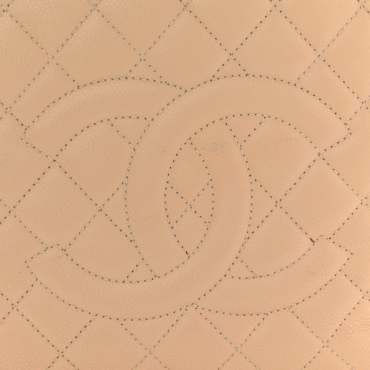 Quilted Caviar Tote Bag - Beige