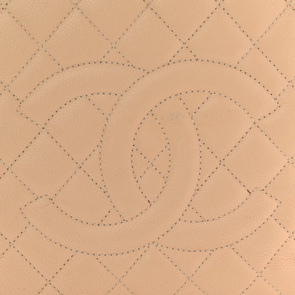 Quilted Caviar Tote Bag - Beige