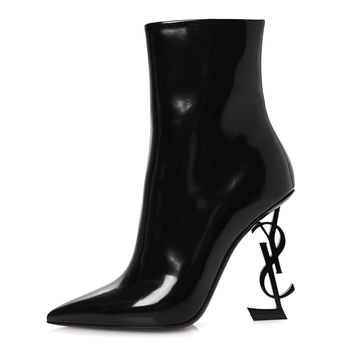 Glazed Calfskin Opyum Ankle Boots Black