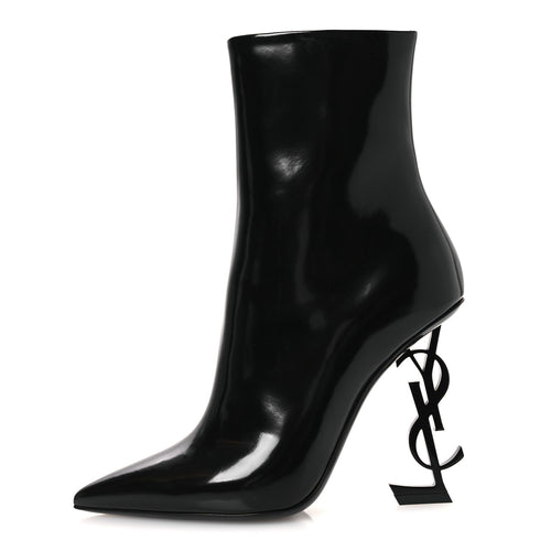 Glazed Calfskin Opyum Ankle Boots Black