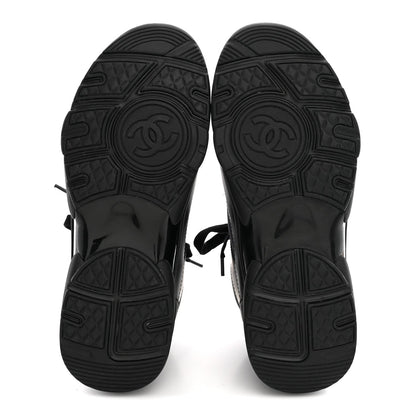 Chanel Lambskin Fabric Women's CC Sneakers 37.5 Black