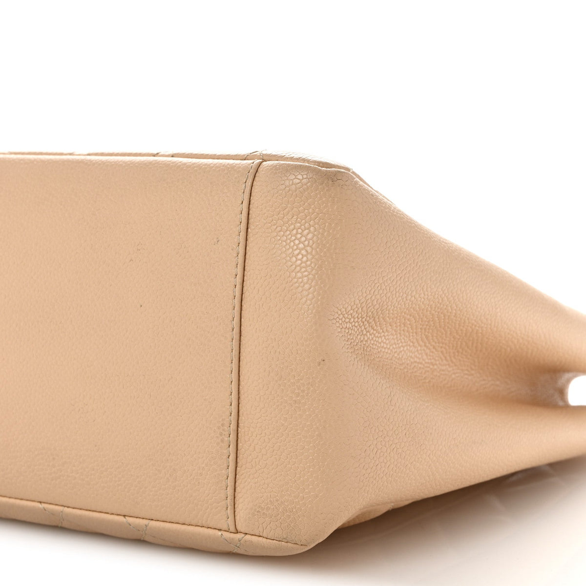 Quilted Caviar Tote Bag - Beige