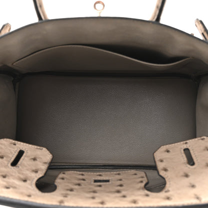 Ostrich Birkin 30 Mousse Handbag