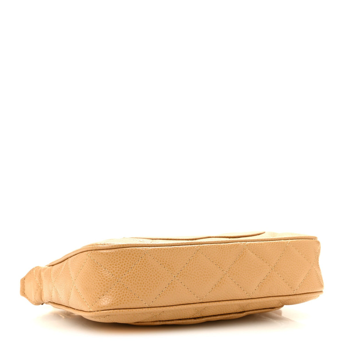 Quilted Caviar Shoulder Bag - Beige