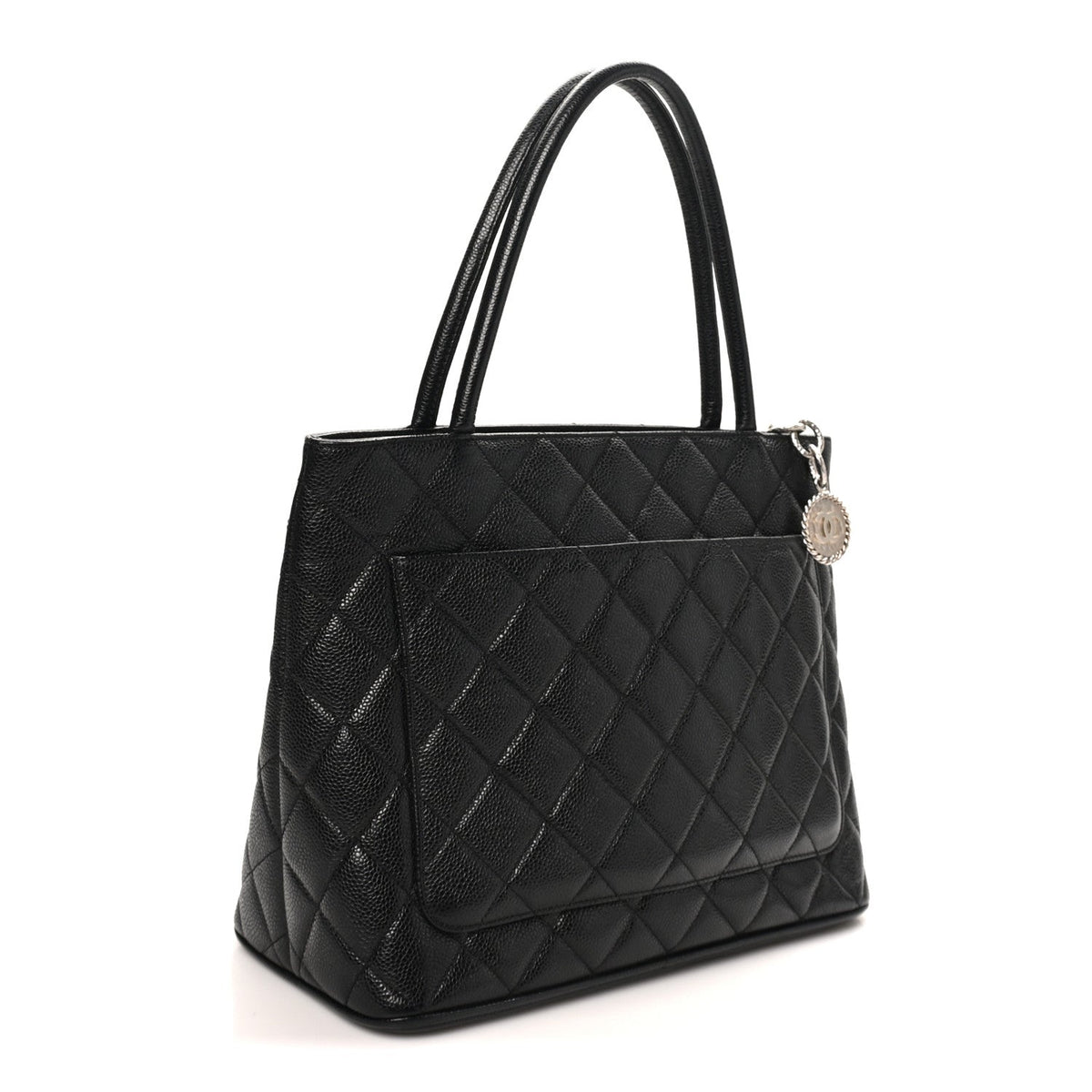 Quilted Caviar Tote Bag - Black