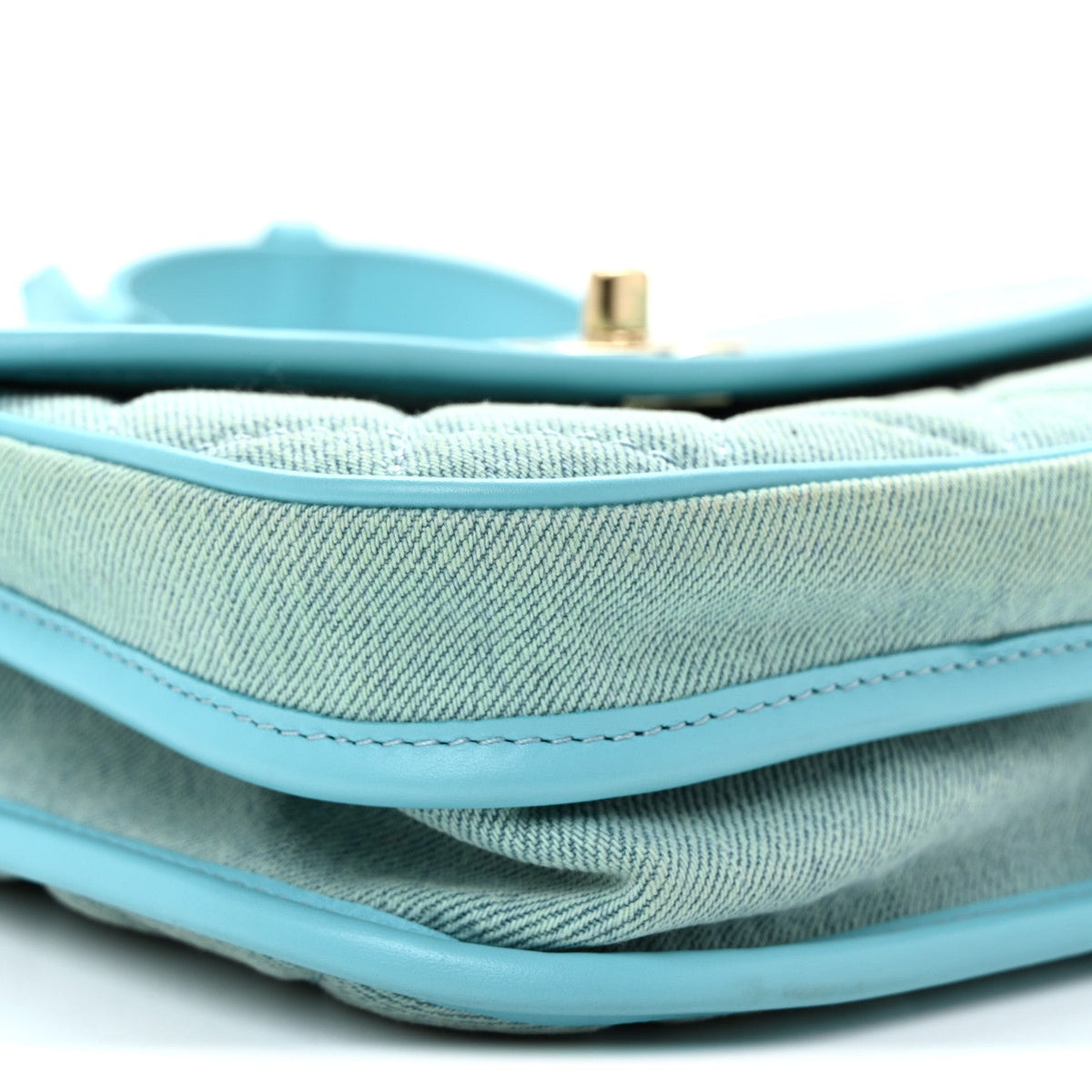 Small Quilted Flap Shoulder Bag - Blue