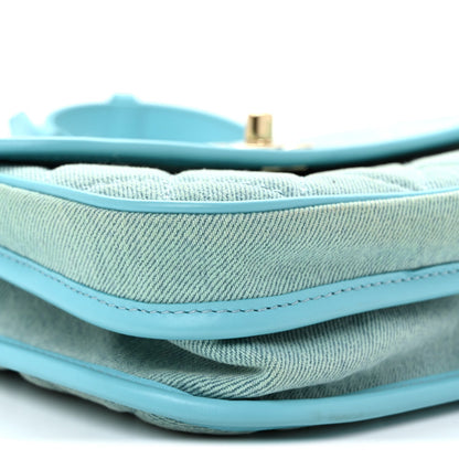 Small Quilted Flap Shoulder Bag - Blue