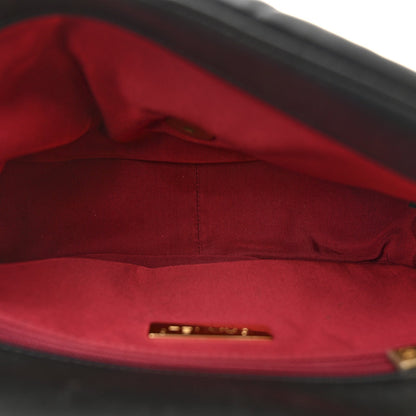 Medium Quilted Lambskin Flap Shoulder Bag - Black