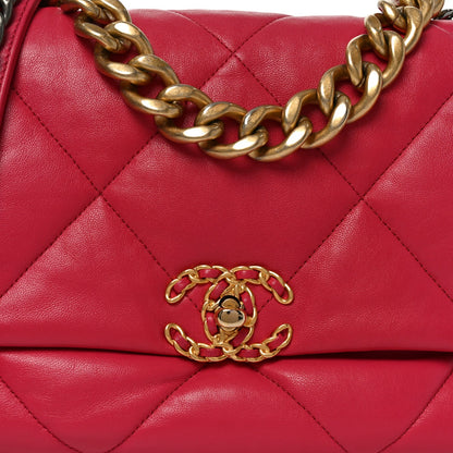 Large Quilted Goatskin Flap Shoulder Bag - Pink