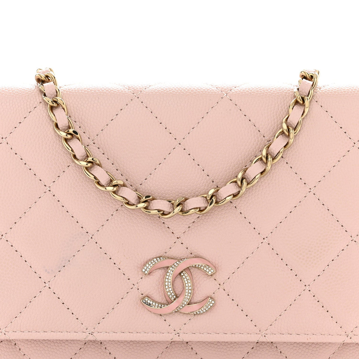 Quilted Caviar Wallet Bag - Pink