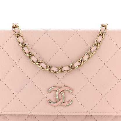 Quilted Caviar Wallet Bag - Pink
