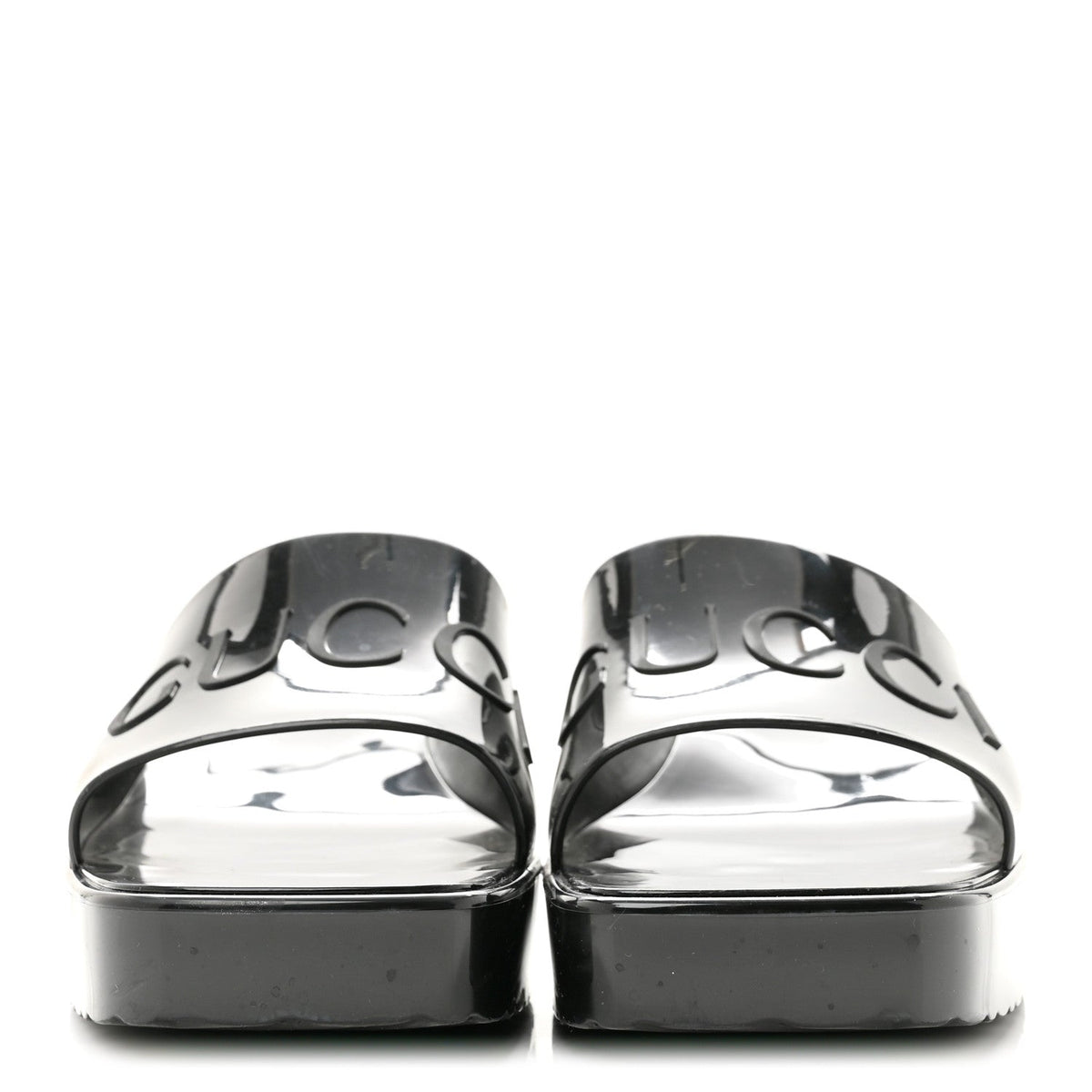 Gucci Rubber Logo Women's Platform Slide Sandals 38 Black