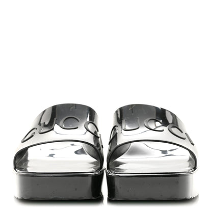 Gucci Rubber Logo Women's Platform Slide Sandals 38 Black
