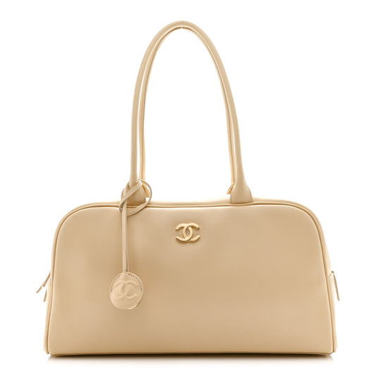 Large Calfskin Handbag - Beige
