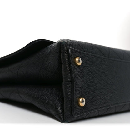 Caviar Flap Shoulder Bag - Black