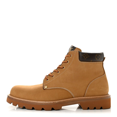 Nubuck Calfskin Monogram Oberkampf Ankle Boots Beige