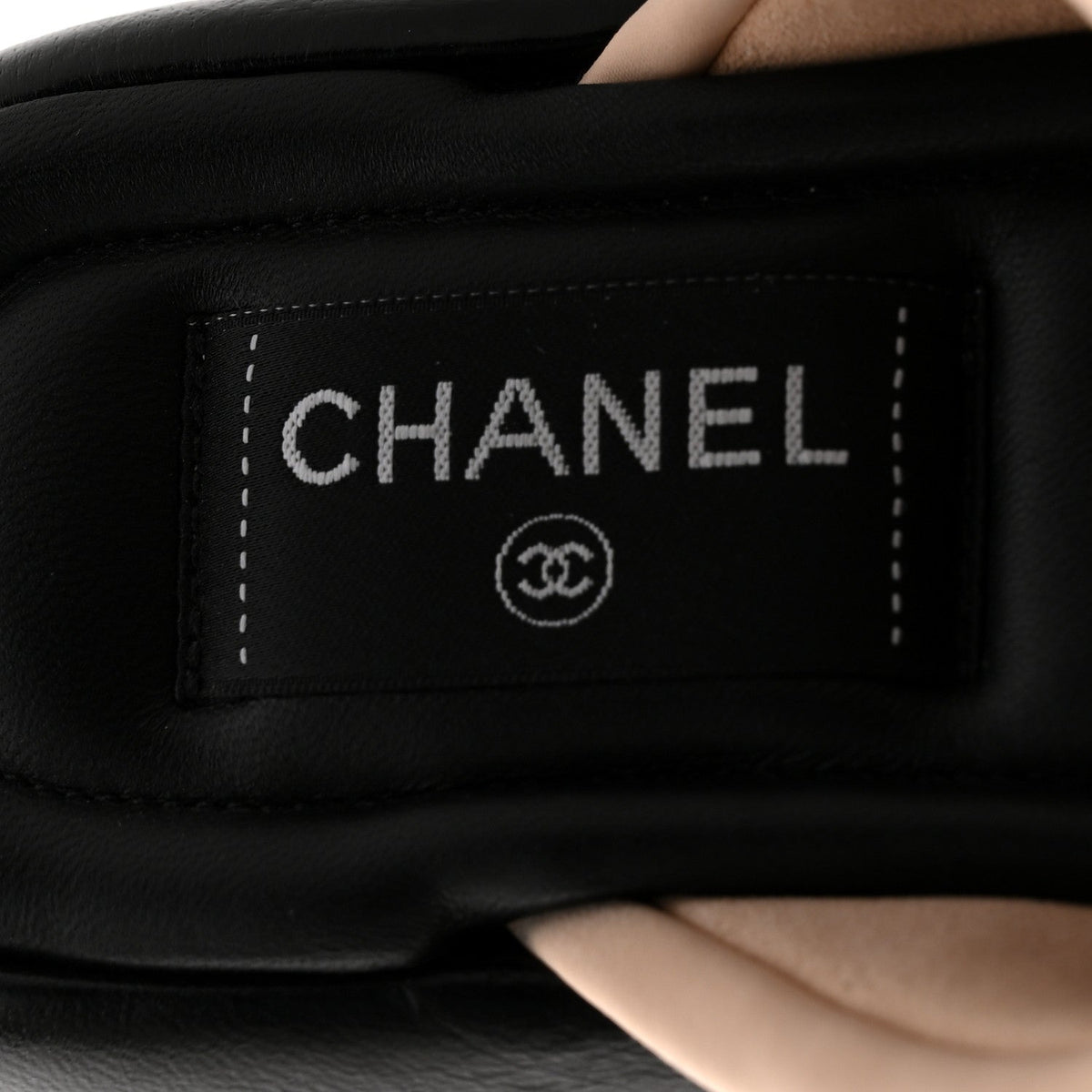Chanel Fabric Women's CC Mules Sandals 36 Light Beige