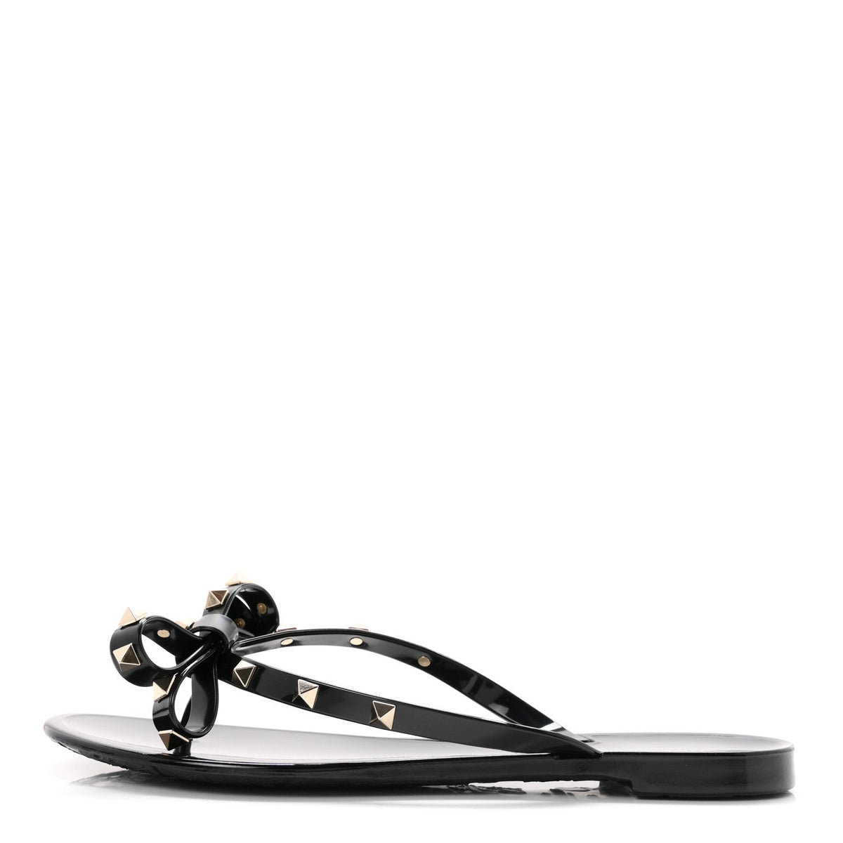 Garavanipvc Jelly Rockstud Bow Thong Sandals Black