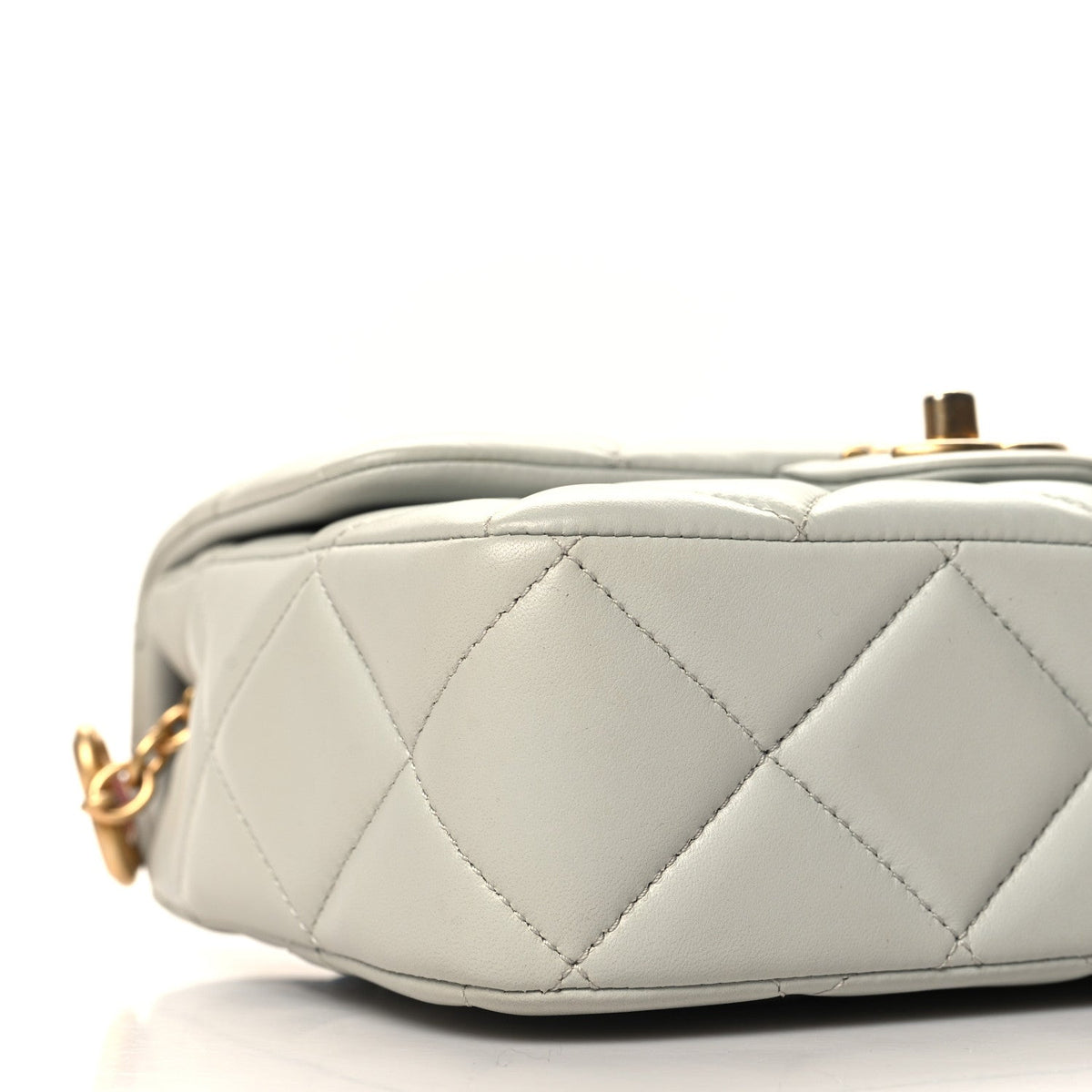 Mini Quilted Lambskin Flap Shoulder Bag - Light Blue
