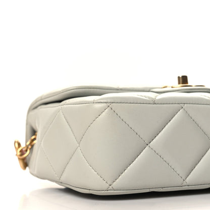 Mini Quilted Lambskin Flap Shoulder Bag - Light Blue