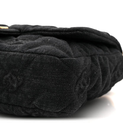 Medium Quilted Flap Shoulder Bag - Black