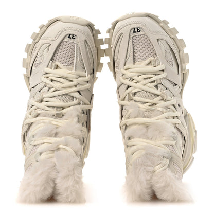 Balenciaga Mesh Nylon Faux Fur Women's Track Hike Sneakers White