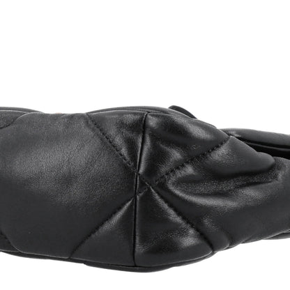 Medium Quilted Lambskin Flap Shoulder Bag - Black