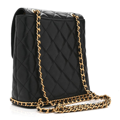 Quilted Caviar Backpack - Black