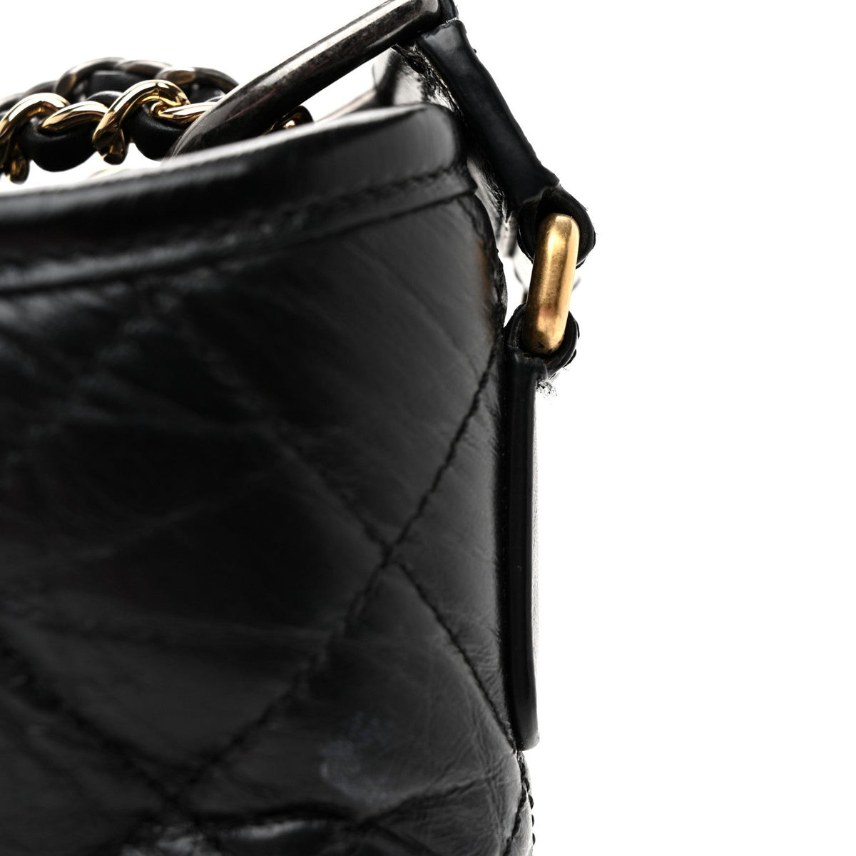Small Quilted Calfskin Hobo Bag - Black