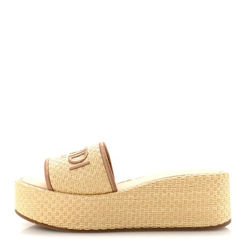 Fendiraffia Ff Sunshine Flatform Slide Sandals Beige