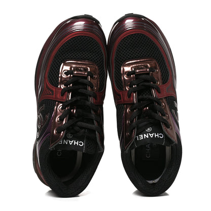 Chanel Fabric Laminated Calfskin Stretch CC Women's Sneakers