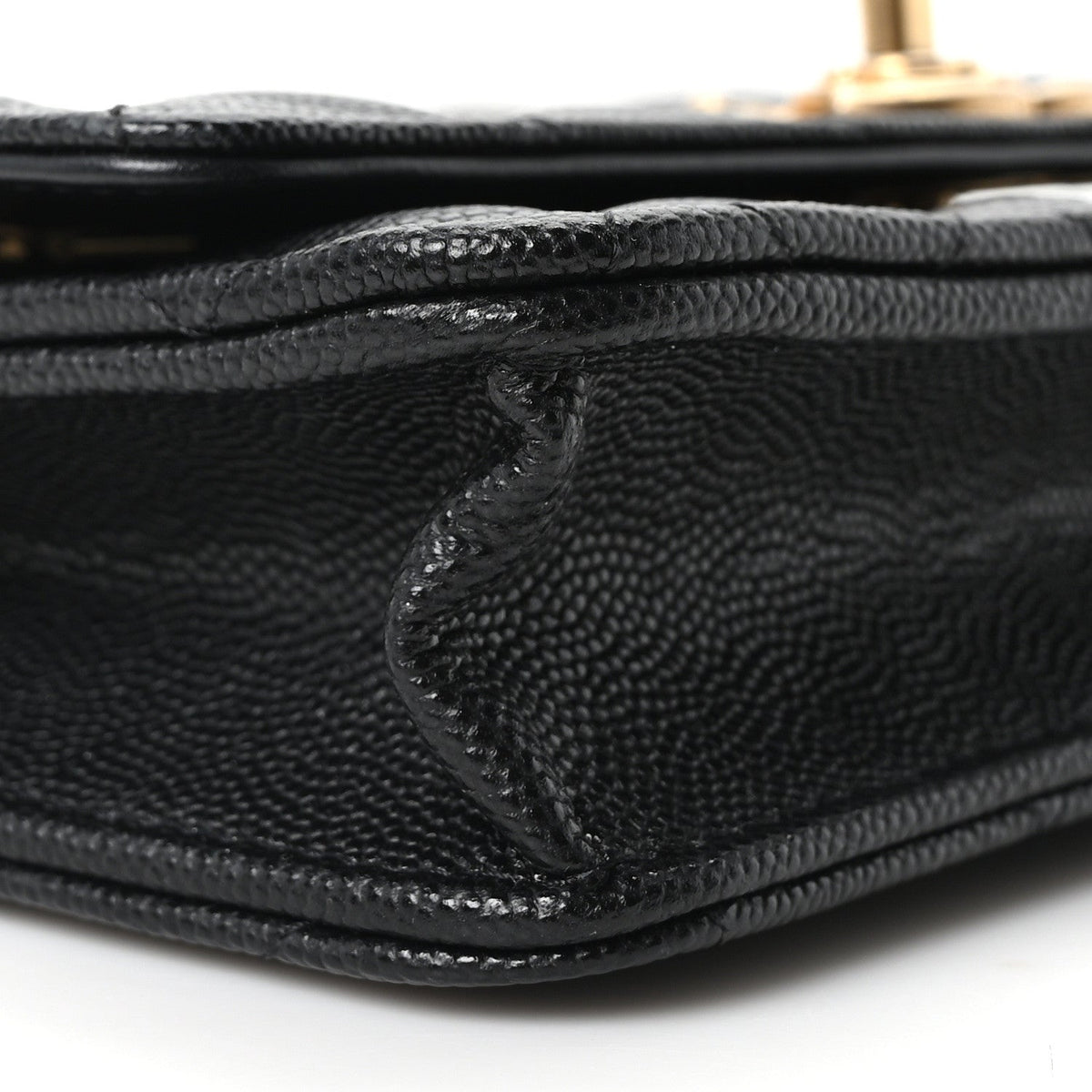 Quilted Caviar Wallet Bag - Black