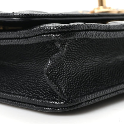 Quilted Caviar Wallet Bag - Black